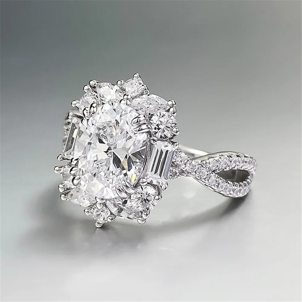 Ovale Halo Verstelbare Diamanten Ring