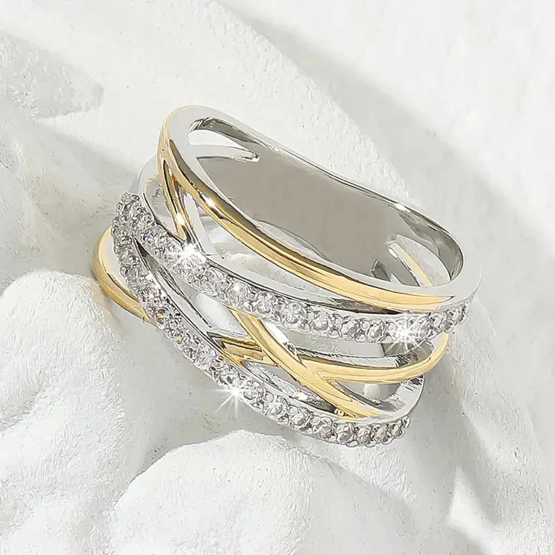 Silver Gold Radiance Zirconium Ring | Mixed Gold