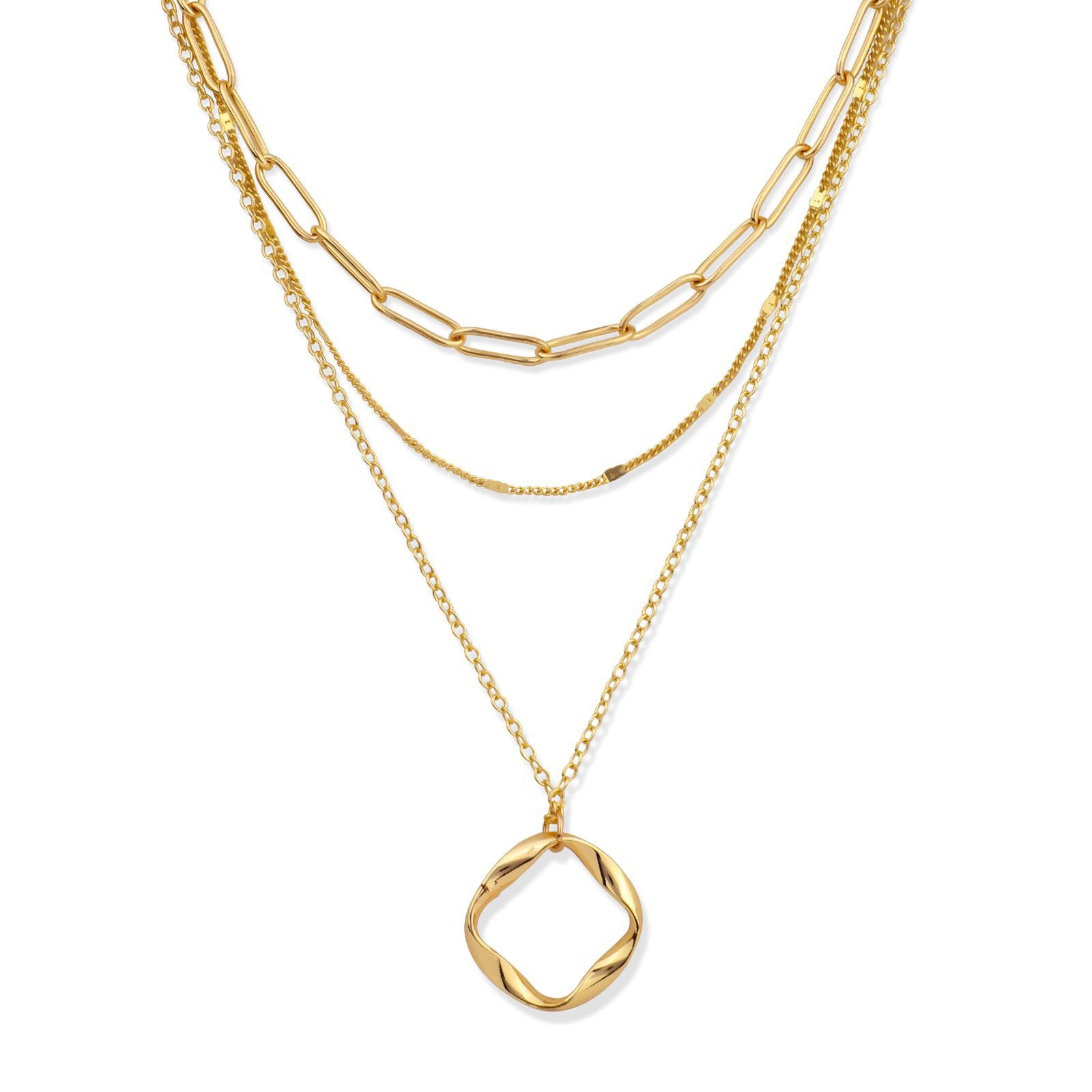 Gelaagde ketting met cirkelbedel
