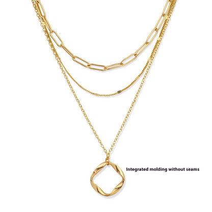 Gelaagde ketting met cirkelbedel
