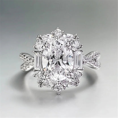 Ovale Halo Verstelbare Diamanten Ring