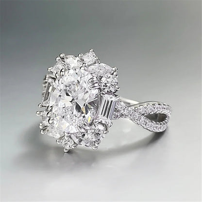 Ovale Halo Verstelbare Diamanten Ring