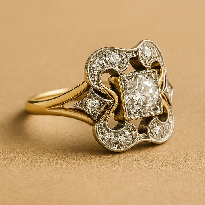 Vintage gouden zirkonia ring