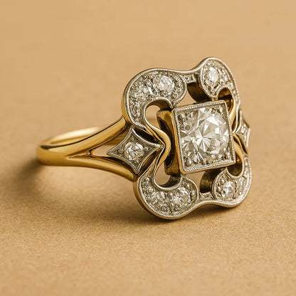 Vintage gouden zirkonia ring