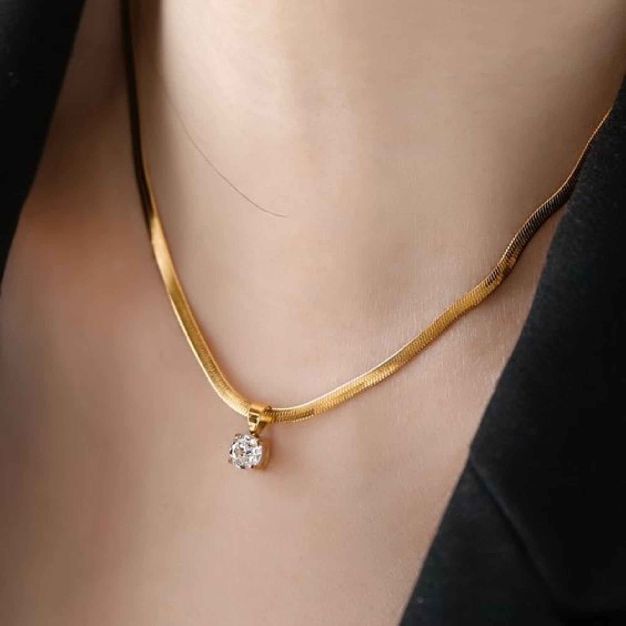 Elegante Ketting met Strass Hanger | Goud