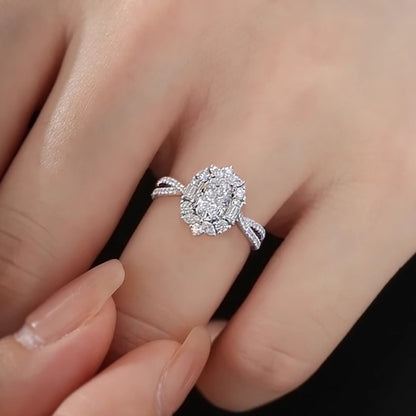 Ovale Halo Verstelbare Diamanten Ring