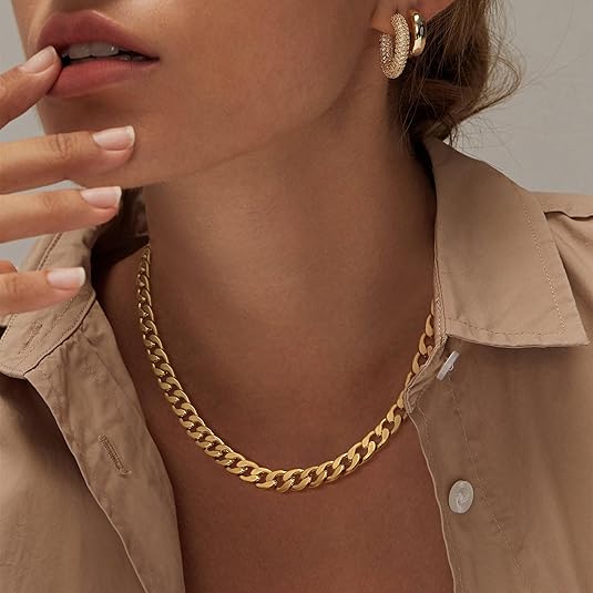Ketting met ruw Cubaanse schakelpatroon | Goud
