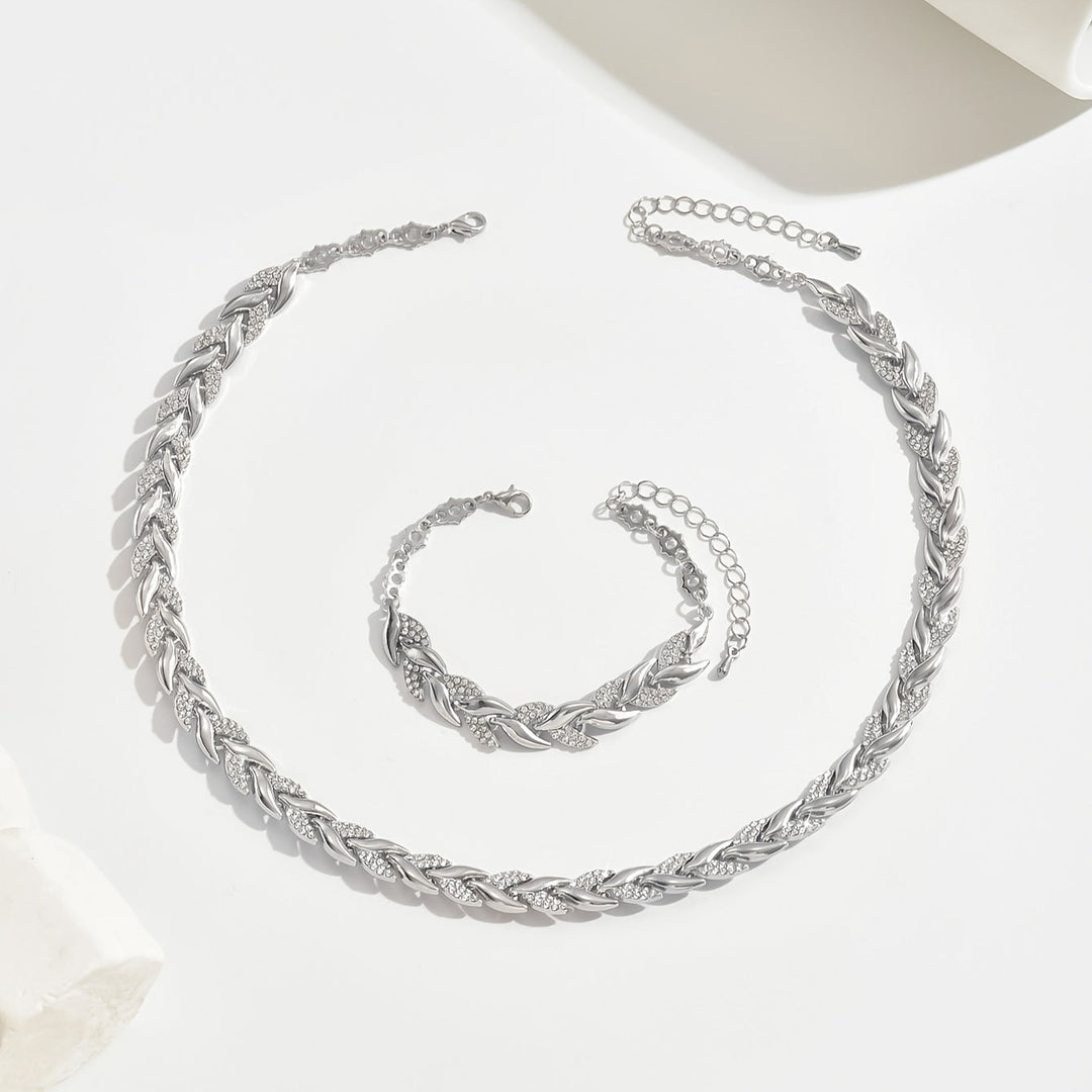 Elegante Glas Strass Steen Vissenstaart Set | Wit Goud