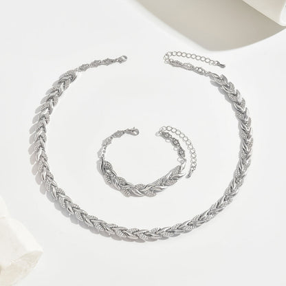 Elegante Glas Strass Steen Vissenstaart Set | Wit Goud