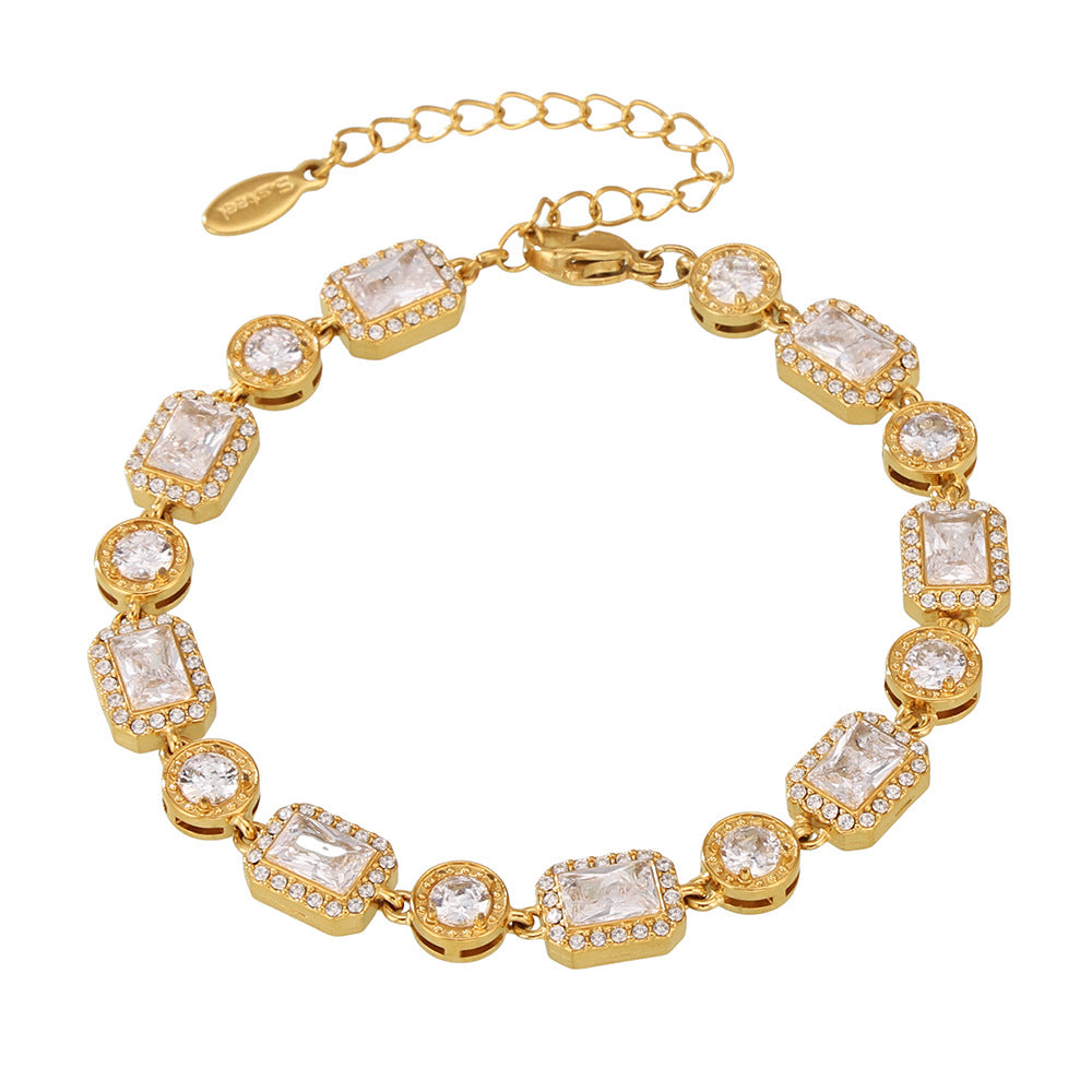 Emerald Cut Lab Grown Diamond Tennis Bracelet | Gold