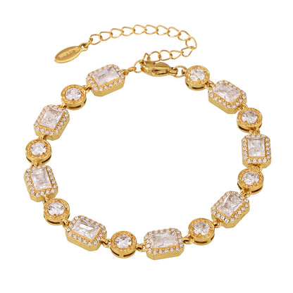 Emerald Cut Lab Grown Diamond Tennis Bracelet | Gold