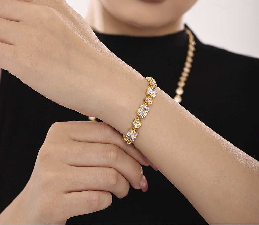 Emerald Cut Lab Grown Diamond Tennis Bracelet | Gold