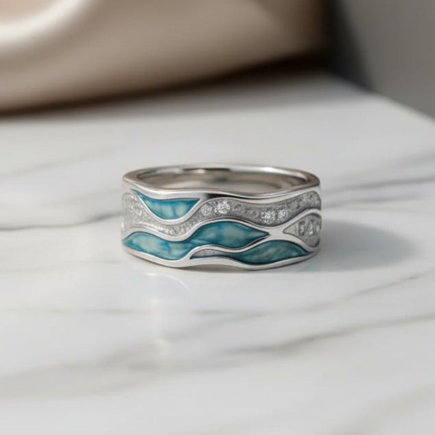 Turquoise Zilvergolf ring