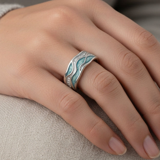 Turquoise Zilvergolf ring