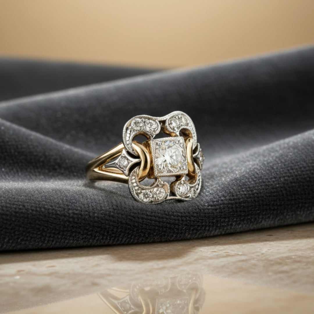 Vintage gouden zirkonia ring