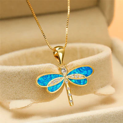Gouden Opaal Libelle Ketting