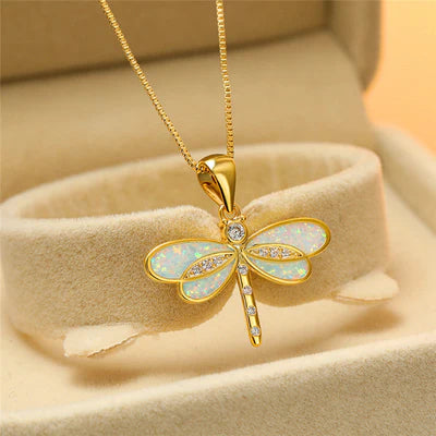 Gouden Opaal Libelle Ketting