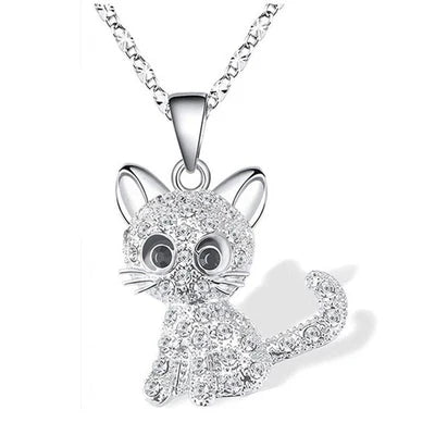 Zilveren Zirkonia Ketting met Kitten