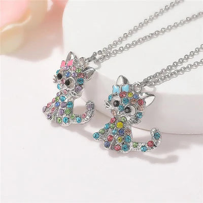 Zilveren Zirkonia Ketting met Kitten