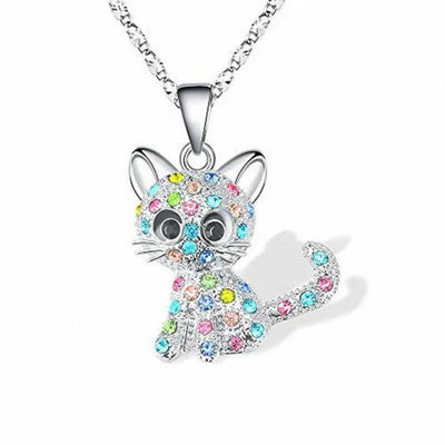Zilveren Zirkonia Ketting met Kitten