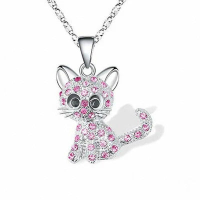 Zilveren Zirkonia Ketting met Kitten