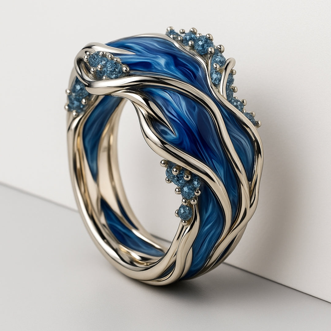 Vintage Verstelbare Oceaangolf Gouden Ring