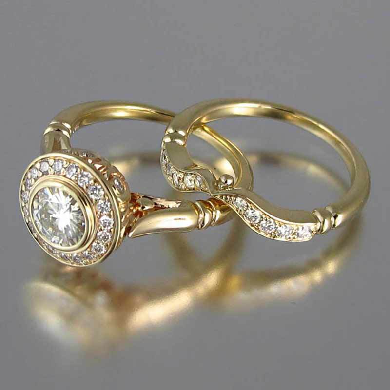 Vintage Gouden Zirkonia Ring Set