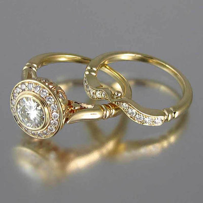 Vintage Gouden Zirkonia Ring Set