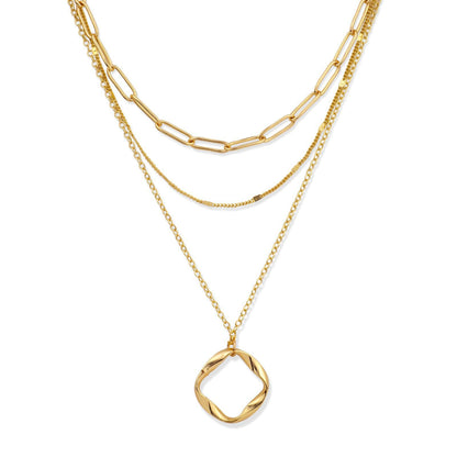 Gelaagde ketting met cirkelbedel