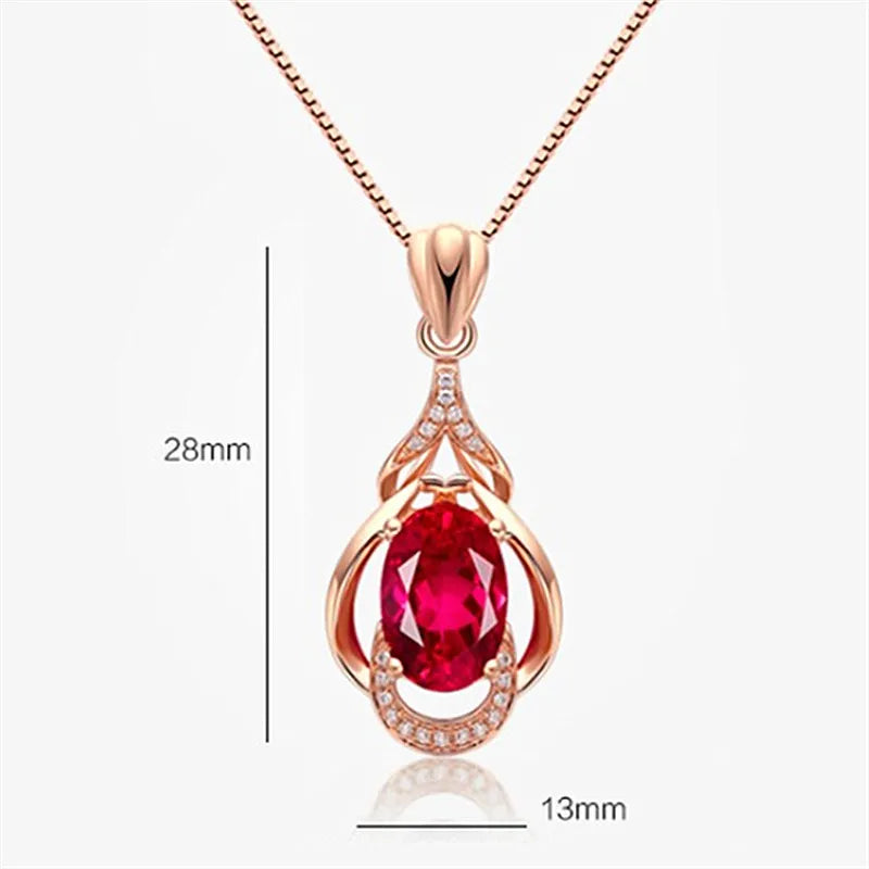 Prachtige Ketting met Rode Kristallen en Goudkleurige Accentjes | Goud