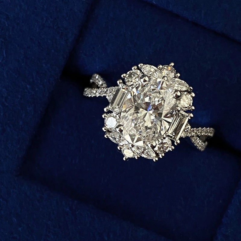 Ovale Halo Verstelbare Diamanten Ring