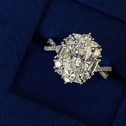 Ovale Halo Verstelbare Diamanten Ring