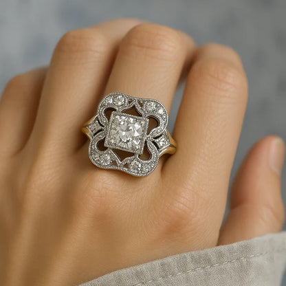 Vintage gouden zirkonia ring