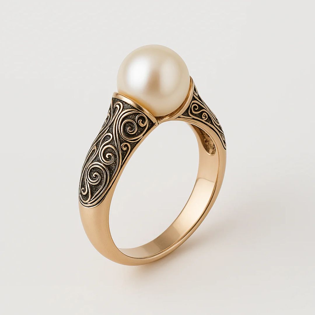 Vintage Gouden Parelring