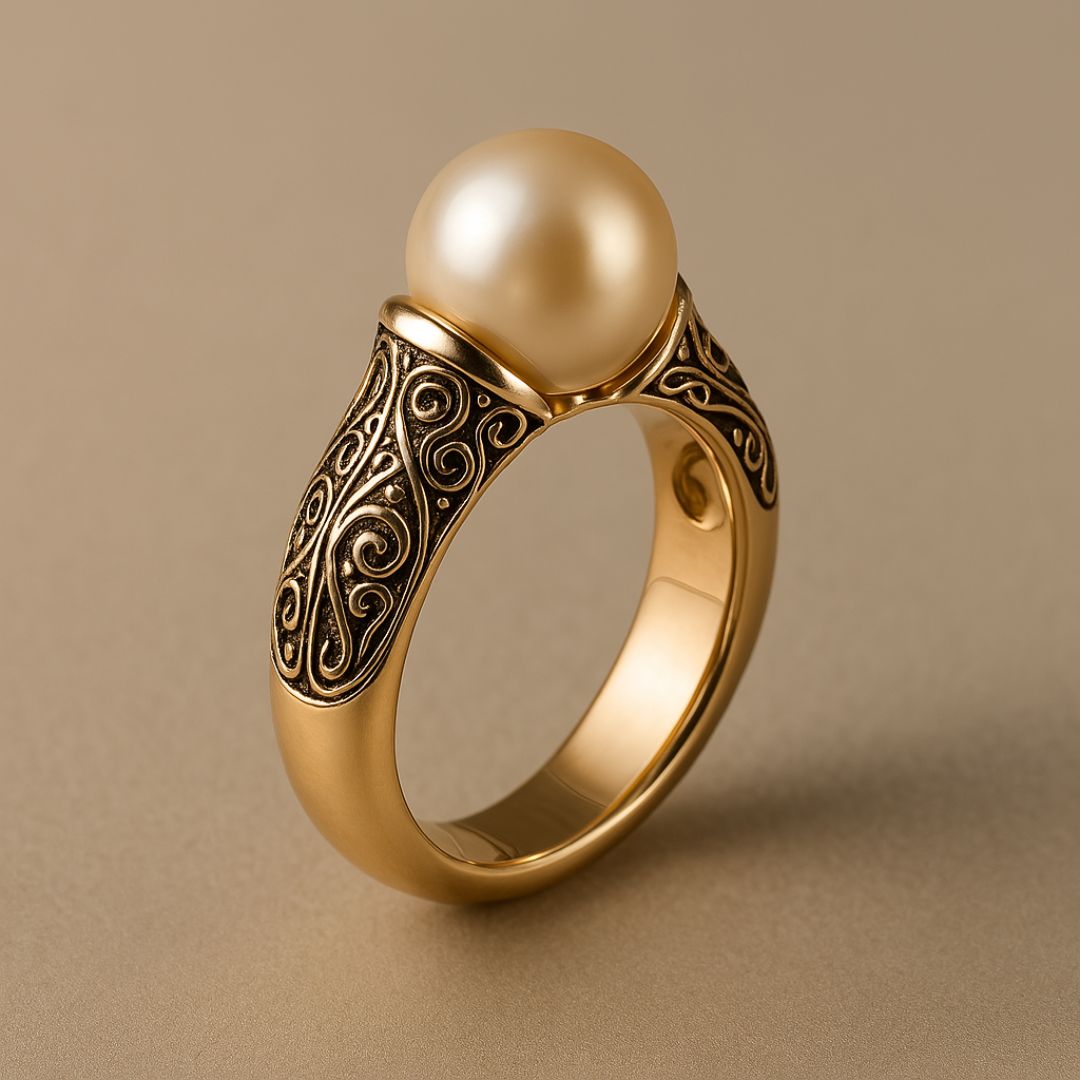 Vintage Gouden Parelring