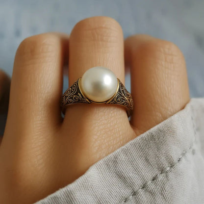 Vintage Gouden Parelring